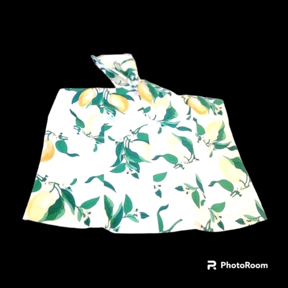 Ann TAYLOR One shoulder fruit print lemons Top Size 14 P NWOT - Picture 1 of 5